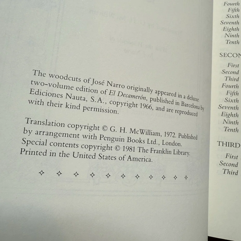 FRANKLIN‎ LIBRARY THE DECAMERON GIOVANNI BOCCACCIO FINE BINDING 1981
